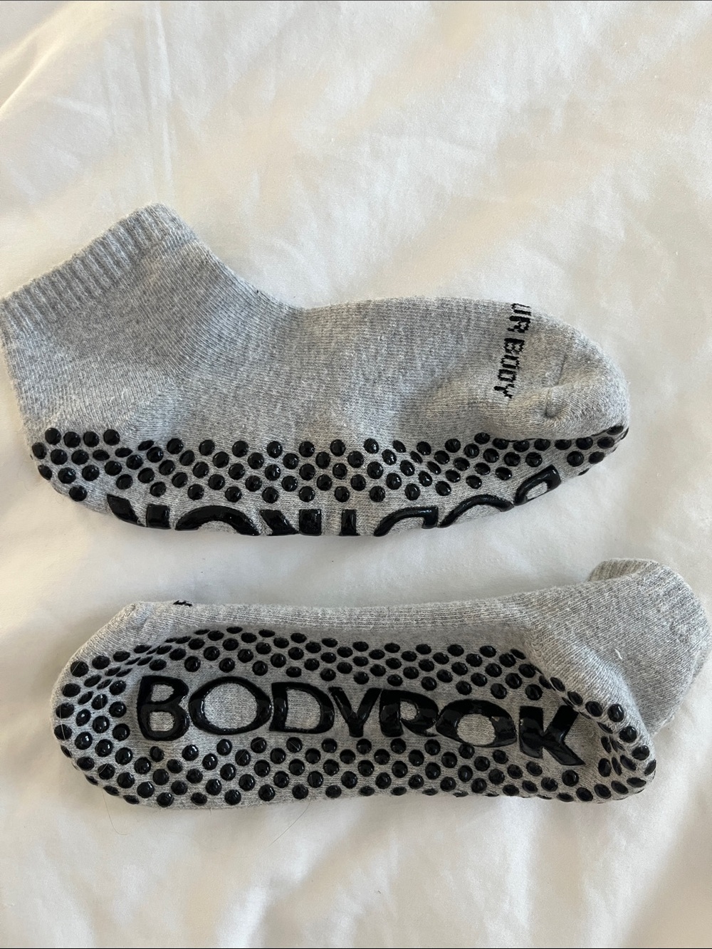 BodyRock Low-Cut Gray Non-Slip Athletic Pilates sock